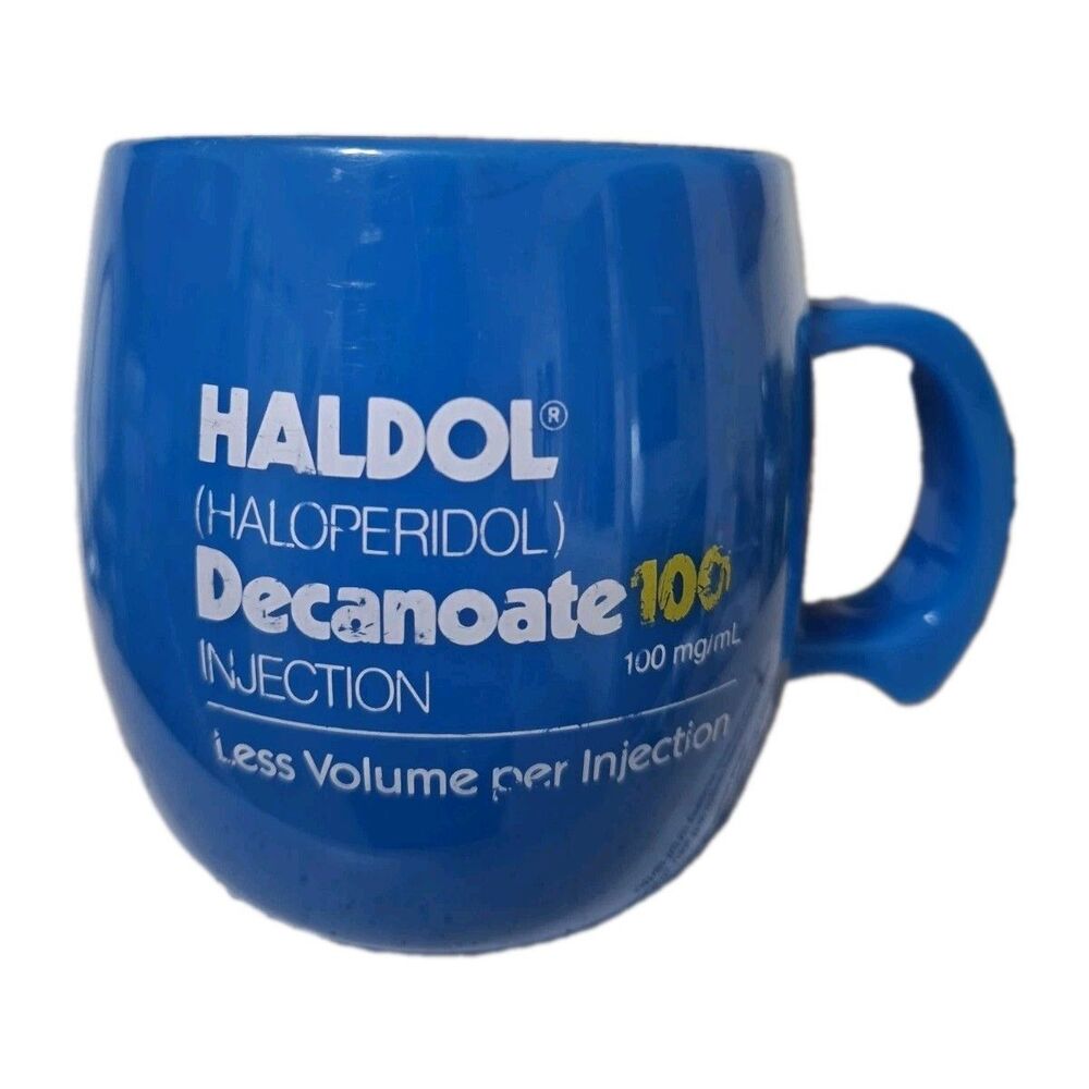 HALDOL Decanoate Haloperidol Injection Pharmaceutical Coffee Mug Blue Ceramic